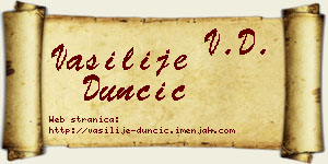 Vasilije Dunčić vizit kartica